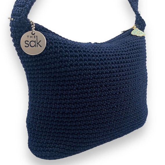 Vintage THE SAK hand made navy crochet mini pouch… - image 1
