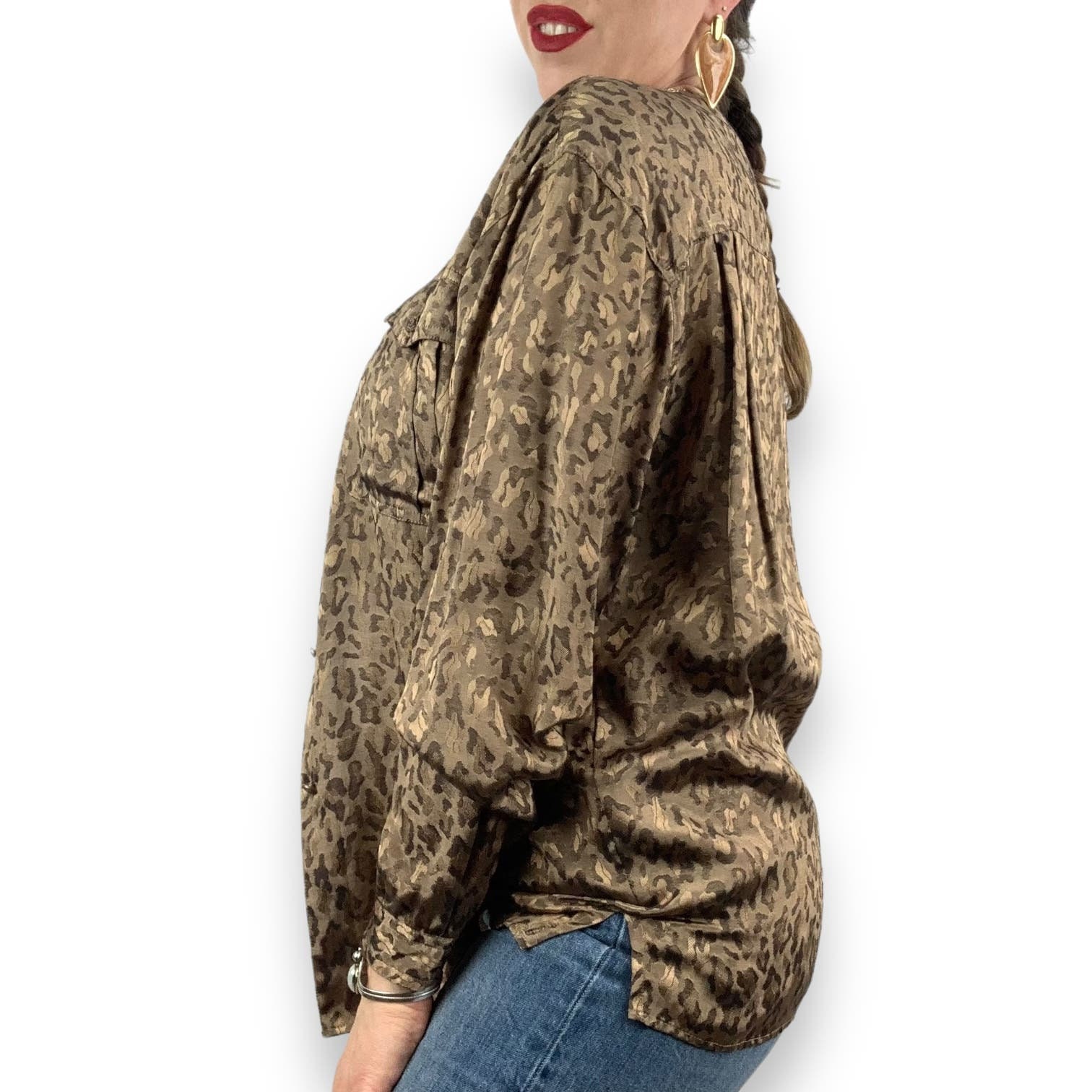 1980's LIZ CLAIBORNE COLLECTION Gold Leopard Print Dolman
