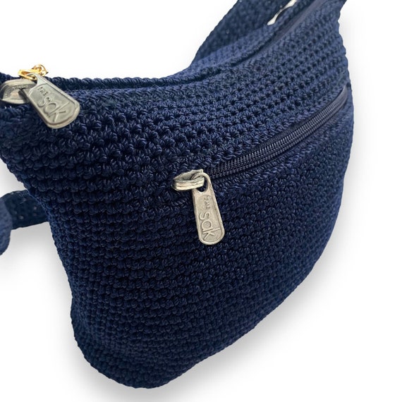Vintage THE SAK hand made navy crochet mini pouch… - image 3