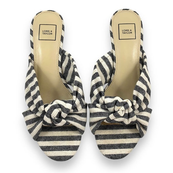 Vintage LORD & TAYLOR striped knotted wedge sanda… - image 4