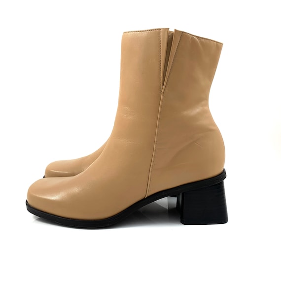 90’s Brazilian nude leather chunky heel boots