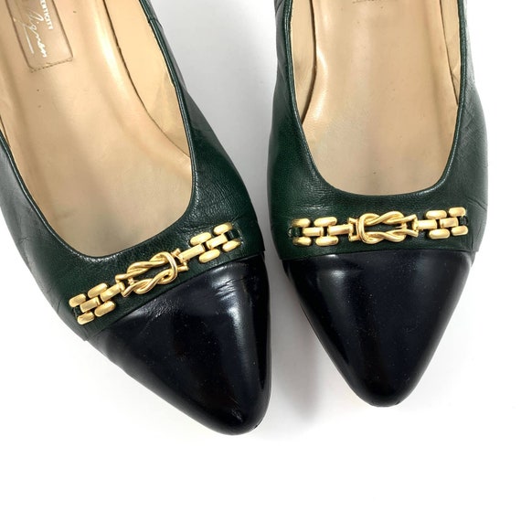 Vintage 1950's ETIENNE AIGNER green leather shoes… - image 1