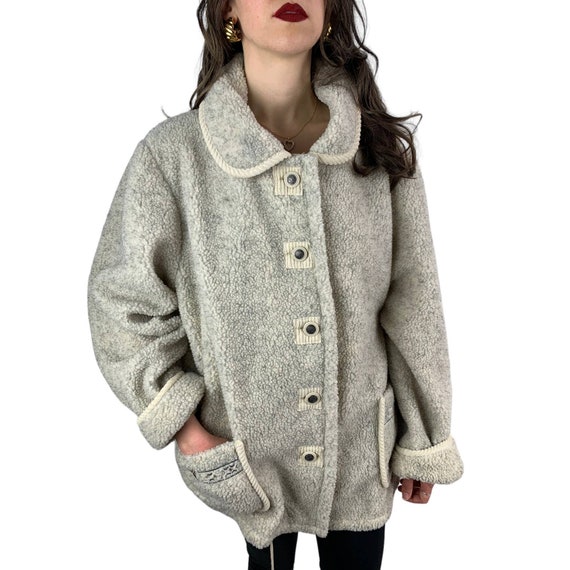 1970's reversible gray thick sweater coat - image 2