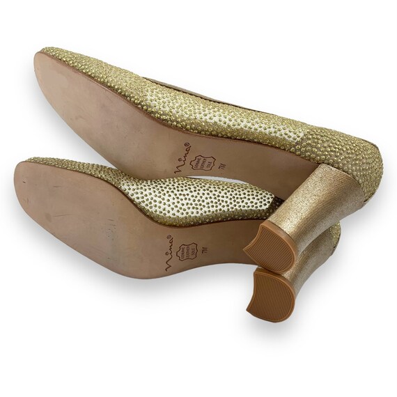 Vintage NINA Gold Mesh Glitter Square Toe Evening Shoes Etsy