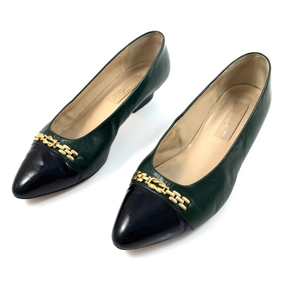 Vintage 1950's ETIENNE AIGNER green leather shoes… - image 4