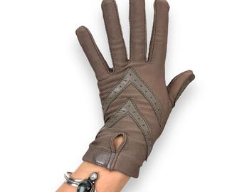 1970&#39;s ARIS ISOTONER taupe brown leather motorcycle gloves