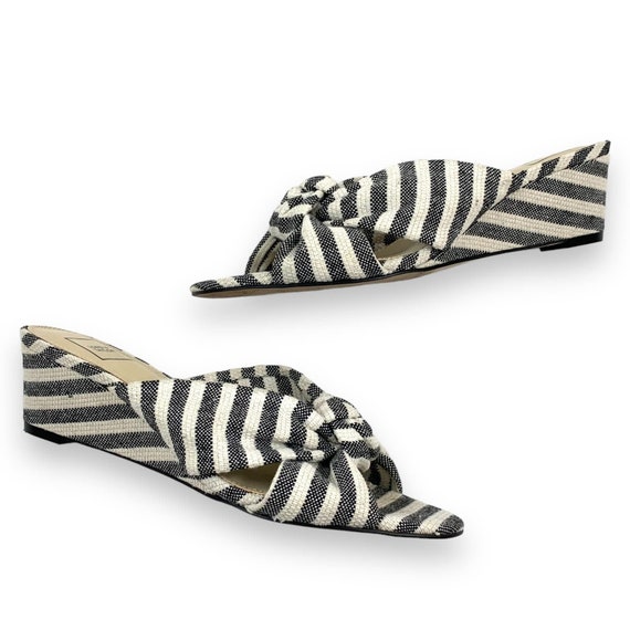 Vintage LORD & TAYLOR striped knotted wedge sanda… - image 1