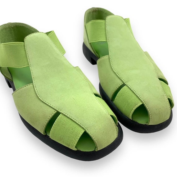 90's MOOTSIES TOOTSIES lime green nubuck suede ca… - image 1