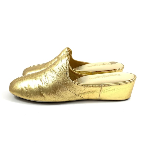 Vintage 1950's DANIEL GREEN gold leather house shoes