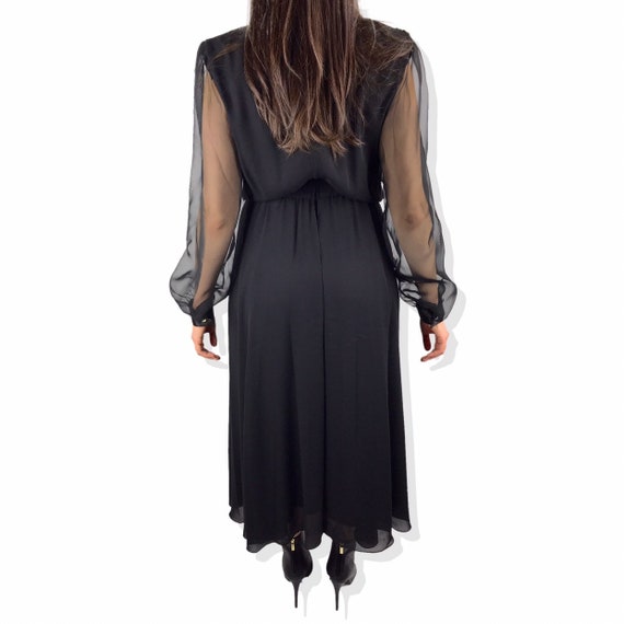 1980's URSULA OF SWITZERLAND black chiffon dress - image 6