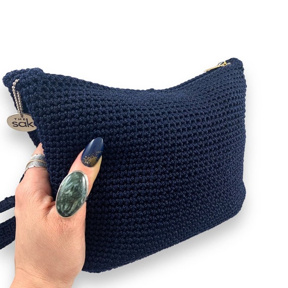 Vintage THE SAK hand made navy crochet mini pouch… - image 8