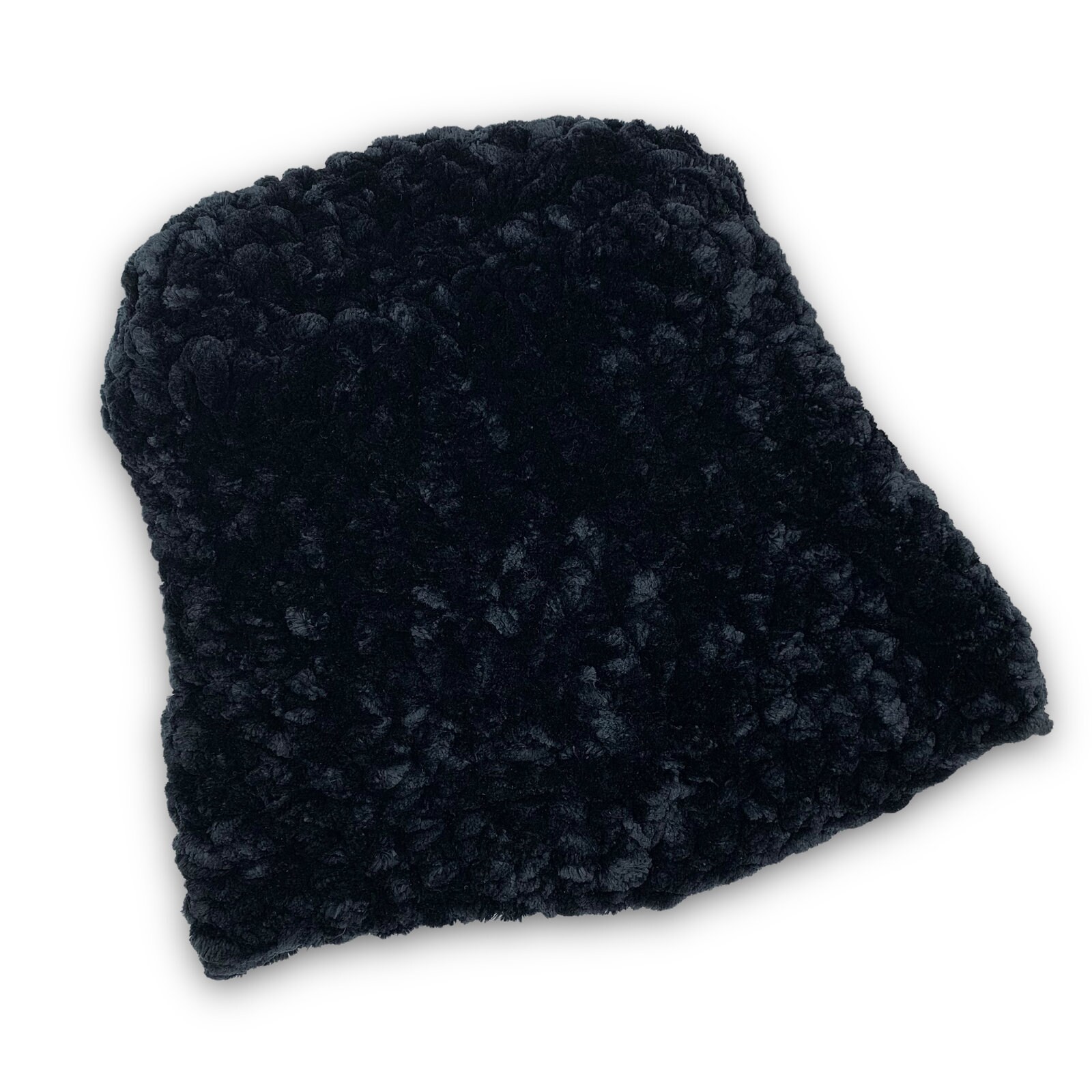 Hand Made Crochet Black Velour Oversized Beanie Winter Hat  display picture 1
