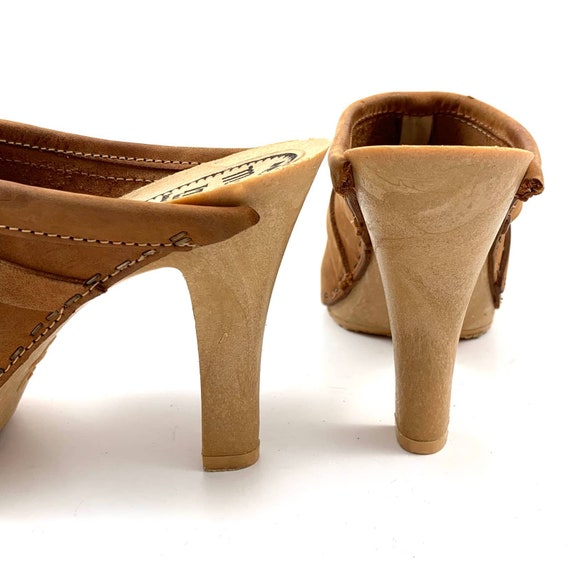 1960's Italian crafted nubuck leather heeled clogs - image 8
