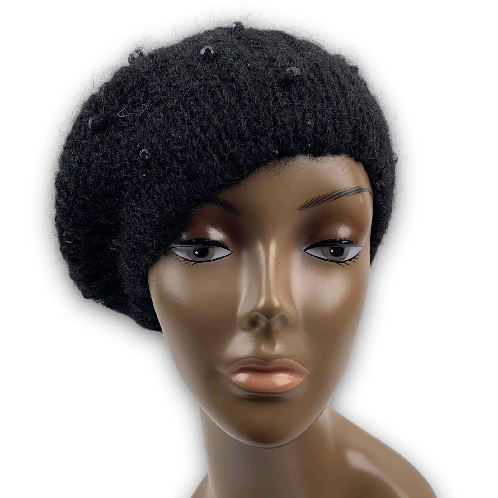 70\'s Italian mink tail mohair wool beaded beret winter hat Vintage Style Pearl Mink Fur Beret | Handmade by NordFur main image 4