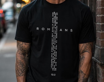 Romanos 12:2 Cruz vertical con versículo bíblico PNG, diseño de camiseta con versículo bíblico cristiano, descarga de sublimación Minimal Faith