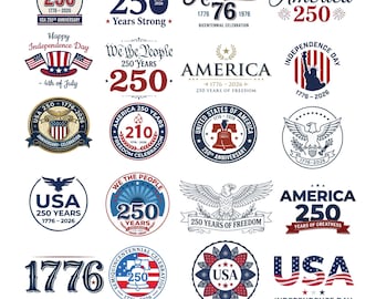 USA 250 Svg Bundle, America 250 PNG, Independence Day SVG, Patriotic Cut Files, Fourth of July Cricut Designs 2026