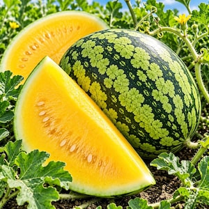 25 Yellow Gem Watermelon Seeds, Non-GMO, Sweet Melon Variety