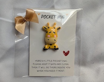 Handmade Giraffe Pocket Hug Token Keepsake Gift – Whimsical Charm Companion