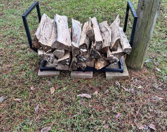 Heavy Duty Metal Firewood Rack With Adjustable Feet, Indoor Log Holder, Fireplace Organizer, Log Storage Rack, Firewood Holder