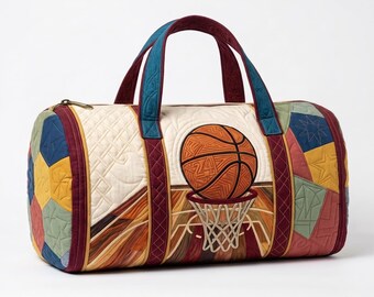 Travel Tote Bag, Whimsical Sports Weekender Bag, Retro Basketball Hoop Duffle, Game Day Essentials, Senior Night Gift, Athletic Duffel Bag