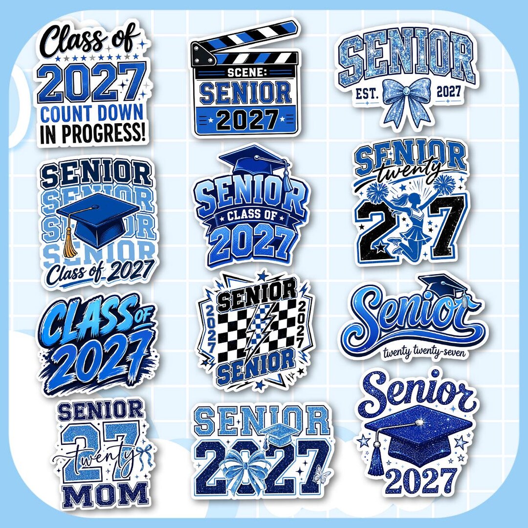 12PCS Senior 2027 Sticker Pack, Class of 2027 Stickers, Graduation ...