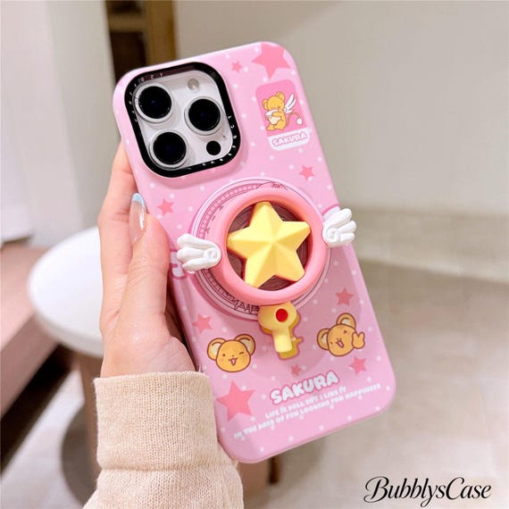 Cardcaptor Sakura Anime Phone Case, MagSafe Compatible Star Wand Phone Cover With Kero Magnetic Grip, iPhone 17 Pro Max, iPhone 16 Pro Max
