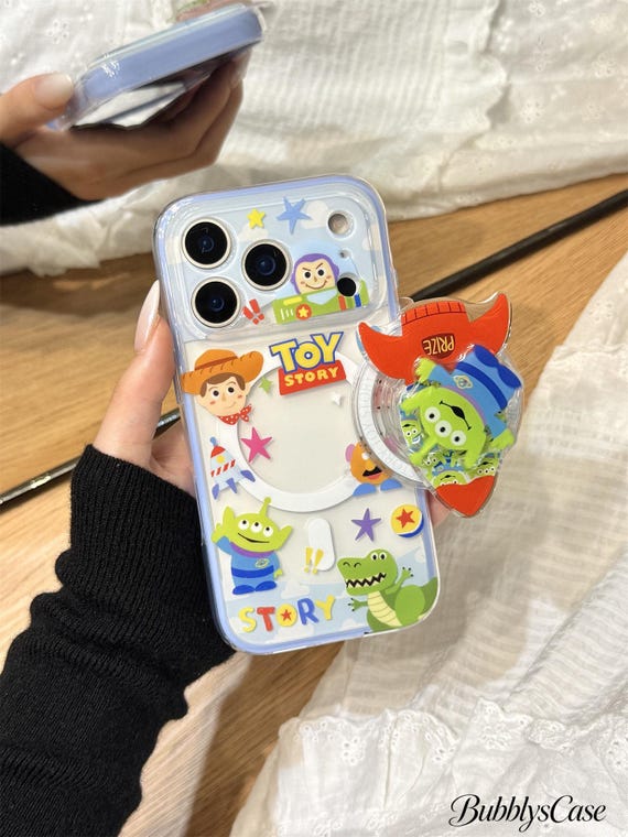 Toy Story Alien Shaker MagSafe Case with Cute Cartoon Magnetic Stand, Pixar 90s Retro Phone Cover for iPhone 17 Pro Max, iPhone 16 Pro Max