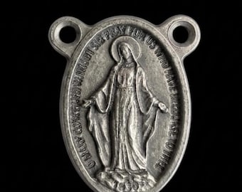 Miraculous Medal Rosary Centerpiece Double sided. Italian Made 1 inch