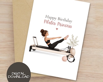Pilates Birthday Card | Happy Birthday Pilates Princess | Funny Pilates Card | Reformer Pilates Gift | Printable Birthday Card