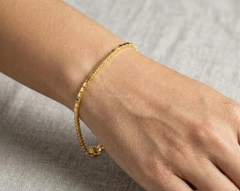 14K Gold filled 3mm Wheat Chain Bracelet Artisan Handmade Healing Jewellery
