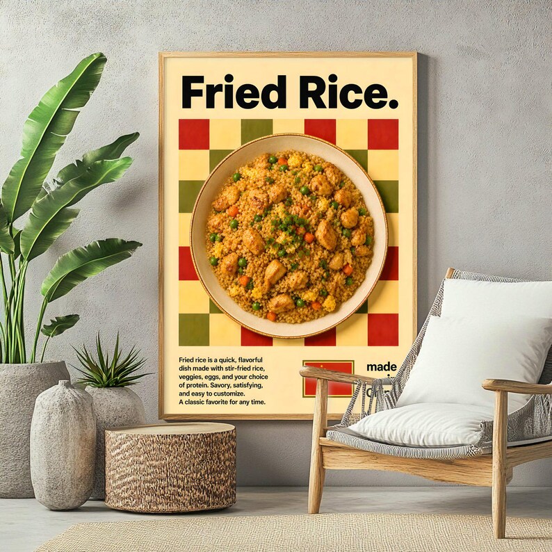 Fried Rice Poster, Culinary Art Print, Flavorful Illustration, Asian ...