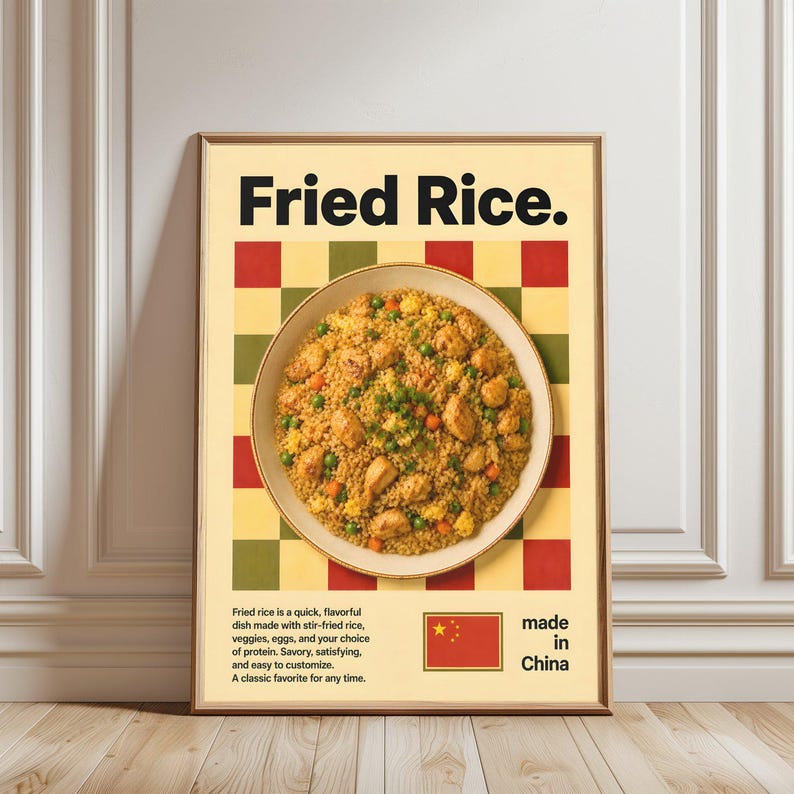 Fried Rice Poster, Culinary Art Print, Flavorful Illustration, Asian ...