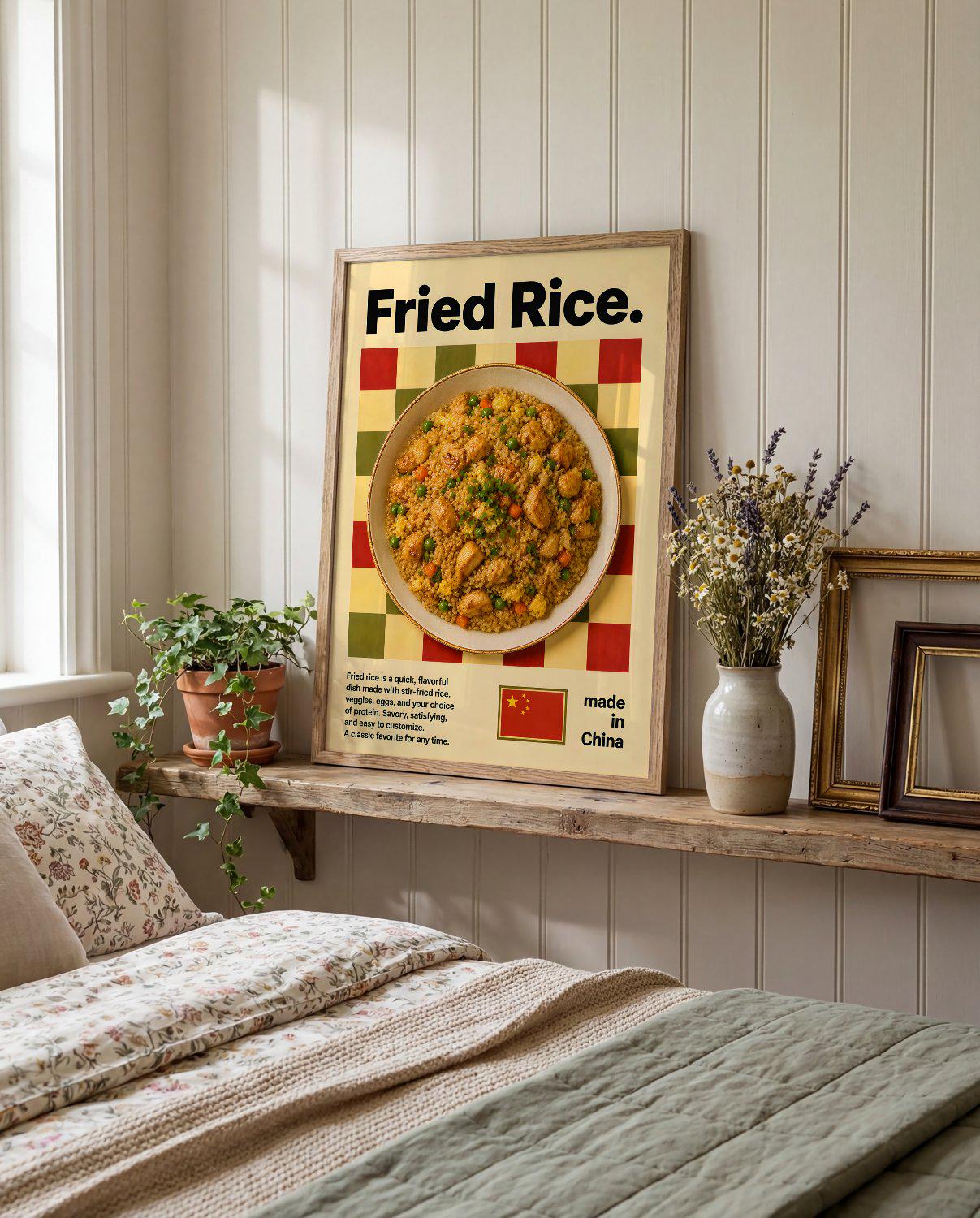 Fried Rice Poster, Culinary Art Print, Flavorful Illustration, Asian ...