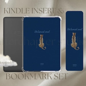 Otämjd själ Kindle-insats och bokmärkeskombinationsset | Utskrivbar | Kindle-estetik | Blå | Mysig | Boklig | Digital nedladdning