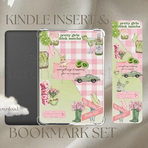 Mintgrönt och rosa Kindle-inlägg och bokmärkeskombinationsset | Utskrivbart | Kindle-estetik | Pastell | Mysigt | Bokliknande | Digital nedladdning