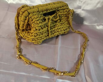 Mustard yellow and gold click-clack bags