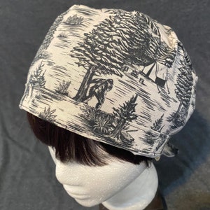 Bigfoot Camping Toile | Custom Scrub Cap - Surgical Cap | Various Styles