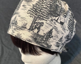 Bigfoot Camping Toile | Custom Scrub Cap - Surgical Cap | Various Styles