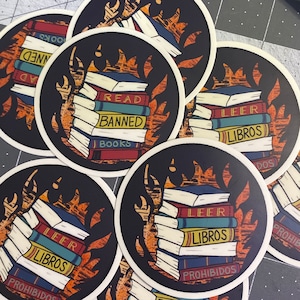 Banned Books - English or Spanish - Vinyl Sticker
