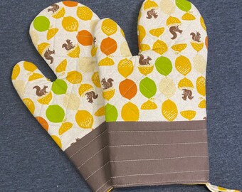 Quilted Oven Mitt - Citrus und Eichhörnchen