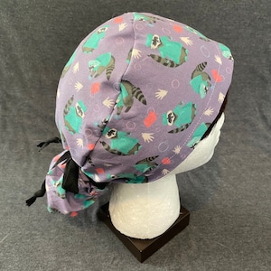 Raccoons in Scrubs Lilac | Custom Scrub Cap - Surgical Cap | Various Styles
