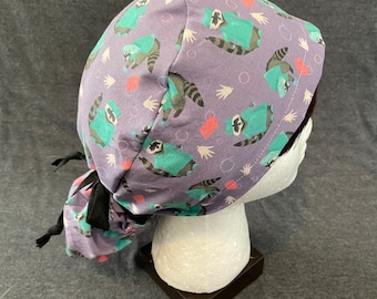 Raccoons in Scrubs Lilac | Custom Scrub Cap - Surgical Cap | Various Styles