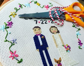 Custom Cross Stitch - Family Portrait • Wedding • Baby