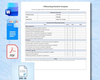 Employee Offboarding Checklist Template, Employee Exit Checklist, Offboarding Form (Word + PDF)