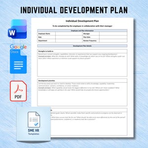 Individual Development Plan Template | Employee Development Plan (IDP) | Editable Word + PDF | HR Growth & Capability Template