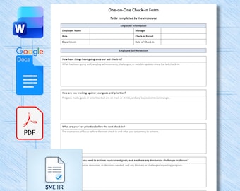 Employee Check-In Form, One on One Meeting Template, Performance Review Form (Word + PDF)