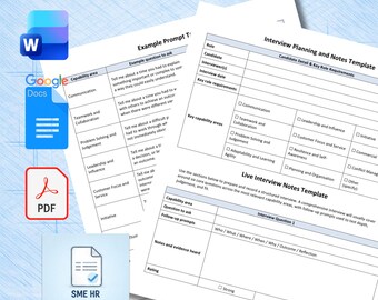 Interview Template & Notes, Structured Interview Guide, Interview Planning Form (Word + PDF)