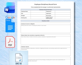 Formulier disciplinaire gegevens werknemer | Sjabloon HR-vergadering (Word + pdf)