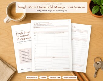 Single Mom Household Management System, Budget and Co-Parenting Planner, Printable Home Binder PDF