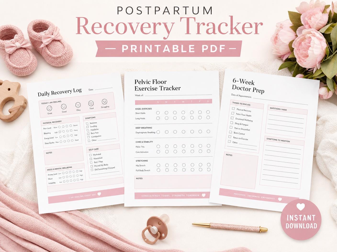 11 Thoughtful Gifts for C-Section Moms 3 Postpartum Recovery Tracker Fourth Trimester Journal, C-Section…